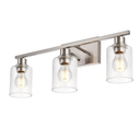VINLUZ Brushed Nickel Vanity Lights for Bathroom，3 Light Modern Metal Wall Mounted Lights with Seeded Glass Shade Indoor Bathroom Lighting Fixture