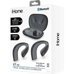 Bytech iHome XT-42 True Wireless Bluetooth In-Ear Earbuds, Black, HMAUBE238BK