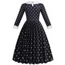 Chektin Black Princess Dress for Girls Halloween Costume Kids Long Sleeve Cosplay Birthday Party with Accessories 8-9 Years