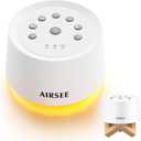 AIRSEE White Noise Sound Machine for Baby Adults, 31 Soothing Sounds 2000mAh Battery 4-Level Night Light Sound Machine, Timer & Memory Function 32 Volume Levels Sleep Machines for Home Office Travel