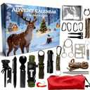 Lihome Survival Kit Advent Calendar 2025  24-in-1 Emergency Survival Kit with Tools, Flashlight, Paracord, Carabiners, First Aid Gear for Men, Outdoor, Camping, Hiking, Hunting
