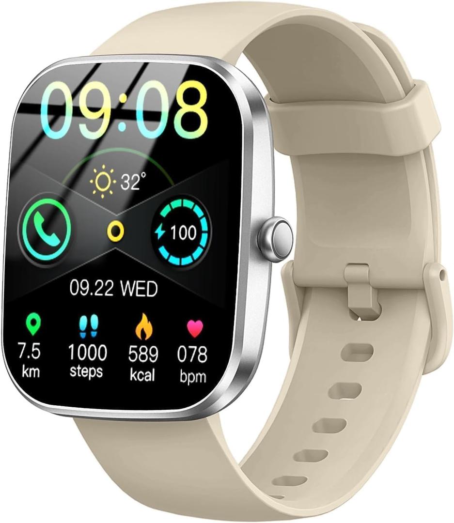 Soudorv Smart Watch(Answer/Make Call), 1.91" Smartwatch for Men Women, 2026 New Fitness Watch with 110+ Sport Modes, Fitness Activity Tracke with Pedometer/Sleep, Silver-Beige