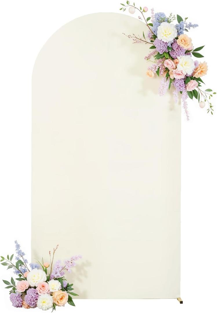 Ivory Arch Backdrop Cover for Wedding, 7.2FT Ivory Arch Cover Stretchy Backdrops, Double-Sided Arch Stand Covers for Wedding Ceremony, Baby Shower, Birthday Party Decoration