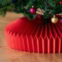 26in Christmas Tree Collar, Honeycomb Folded Paper Basket Skirt Collars, Christmas Tree Ring Base Stand Cover for Holiday Home Decoration(Red)