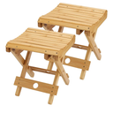 SINJEUN 2 Pack 12 Inch Natural Bamboo Folding Bench Seat Stool Bench for Bathroom, Spa, Sauna, Wooden Seat, Shower Bench Stool, Easy Assembled