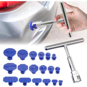 18 PCS Car Dent Puller Kit, Paintless Dent Repair Tools, Dent Remover Tool for Car Body, Car Dent Repair Kit with T Slide Hammer, Universal Portable Car Tools for Most Cars, Suvs
