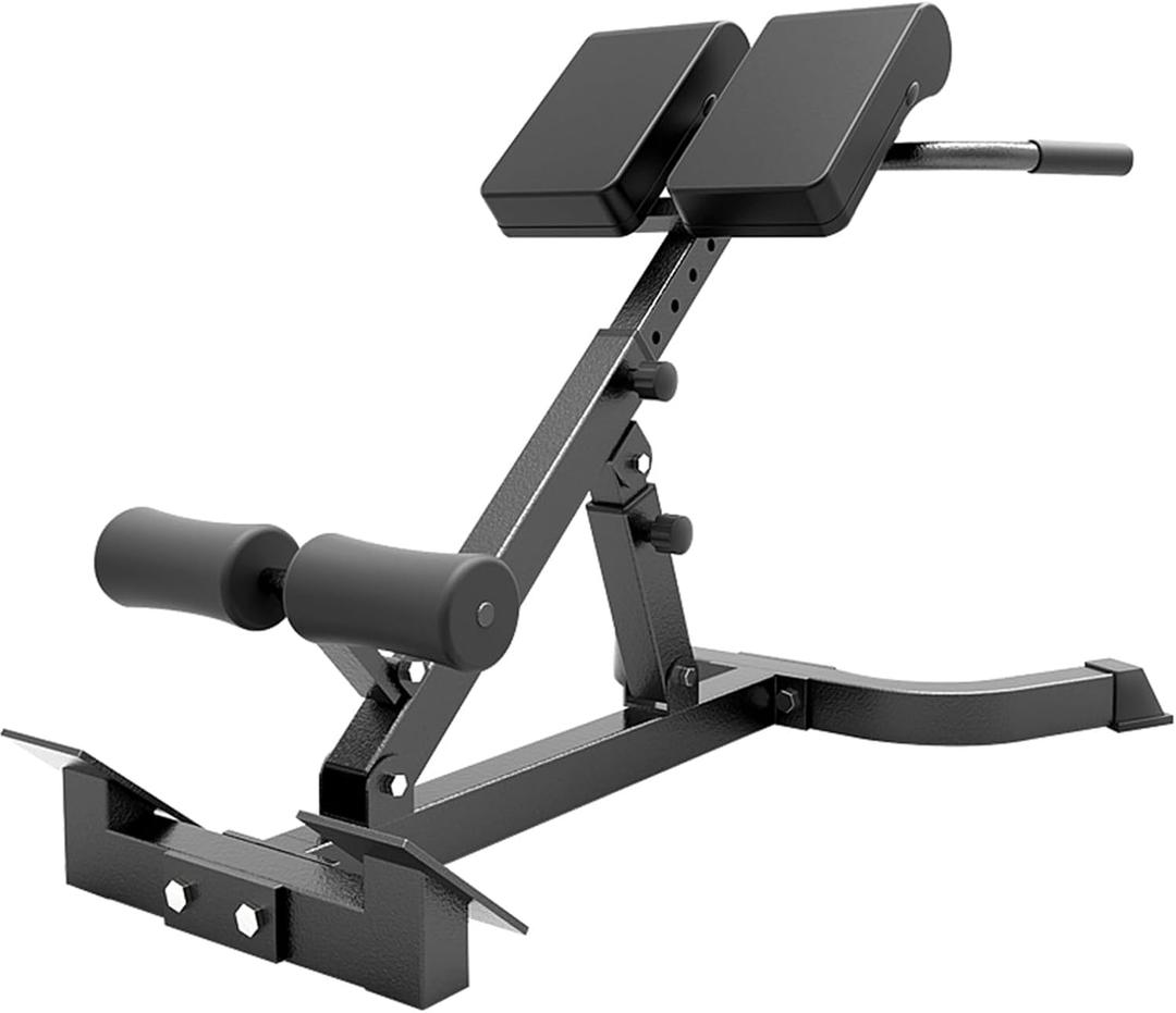 Adjustable Hyperextension Bench, Foldable Roman Chair, Back Extension Equipment, Black, Home Gym Workout, 43.1"D x 25.2"W x 40.55"H