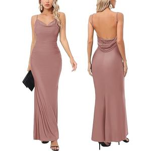 Capuffy Women Drape Neck Formal Maxi Dresses Lace Backless Cocktail Party Dress Spaghetti Straps Mermaid Evening Gown 221 Size XL