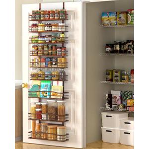 Moforoco Bronze 9-Tier Over The Door Pantry Organizer, Pantry Organization And Storage, Metal Hanging Spice Rack Shelves Door, Home & Kitchen Essentials, Laundry Room Bathroom Organization