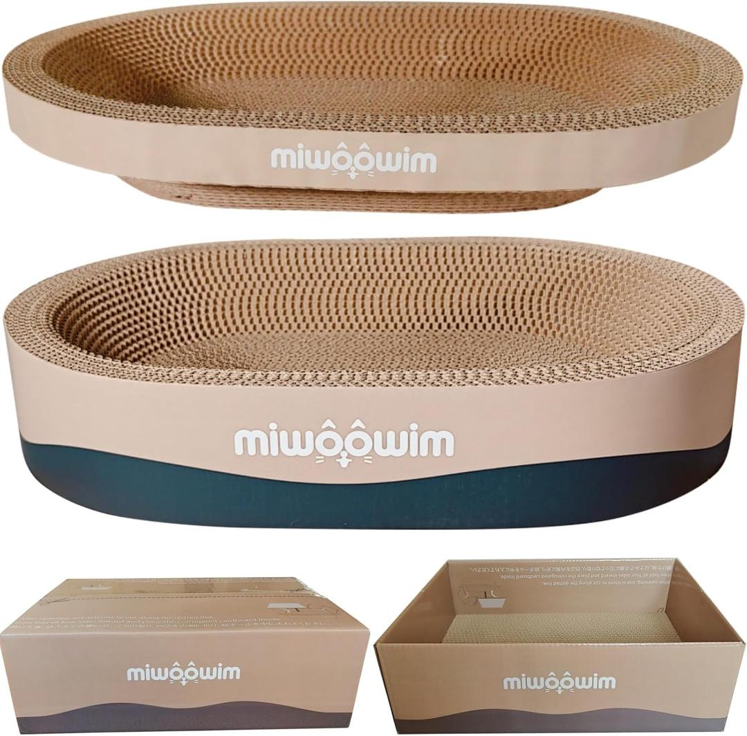 Miwoowin 3PSC Cat Scratcher Cardboard, Oval Cat Scratch Pad Bowl Nest for Indoor Cats, Round Cat Scratching Board Corrugated Lounge Cat Bed, Furniture Protector for Couch (khaki 17 inch (small)) Miwoowin 3PSC Cat Scratcher Cardboard, Oval Cat Scratch Pad Bowl Nest for Indoor Cats, Round Cat Scratching Board Corrugated Lounge Cat Bed, Furniture Protector for Couch (khaki 17 inch (small))