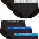 Hanes Men's Underwear Briefs Pack, 6-pack, Comfort Flex Cotton-stretch Underwear Briefs for Men, Moisture Wicking (Black, L)