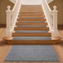 24 * 36 Inch Stair Treads Landing Rug (1-Pack) Non Slip Adhesive Peel and Stick Stair Landing Mat, Washable & Reusable Landing Carpet for Kids Elders and Pets-Grey