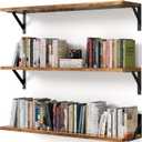 Long Wall Shelves, 36 Inches Floating Book Shelves, Hanging Book Shelves for Wall, Long Large Deep Floating Shelves for Kitchen Bedroom (Rustic Brown)