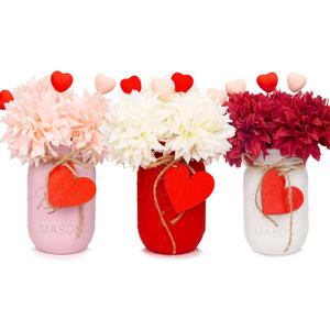 CNVOILA Valentines Table Decorations - 3PC Set with Mason Jars, Centerpiece for Dining Table, Indoor Use
