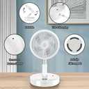 Portable Table Fan, Rechargeable Personal Fan with 48-Hour Battery, 3 Speeds, 120 Oscillation, USB-C Charging, Compact & Lightweight for Home, Office, Travel, and Outdoor Use (White)