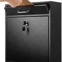 Yaocom Locking Mailbox with Key for Outdoor 12 x 10.5 x 4.7 Inches Large Wall Mount Mail Box with Lock Security Mail Drop Metal Collection Boxes Hanging Secure Postbox(Black)