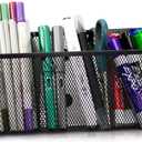 Magnetic Pencil Holder with 3 Compartments - Magnetic Pen Holder for Fridge & Whiteboard; Locker Organizer with Strong Mesh Steel