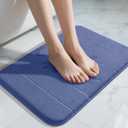 Yimobra Memory Foam Bath Mat, Super Soft Absorbent Bathroom Rug Non Slip 24x17 Inch, Quick Dry, Machine Washable Floor Carpet for Tub Shower, Home Decor Accessories, Navy Blue