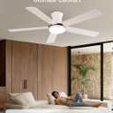 Ceiling Fans with Lights 52 inch,Flush Mount Low Profile,Smart Remote & App,RGB LED,Dimmable 3CCT,6-Speed Reversible,Sleek Ceiling Fan for Bedroom Living Room Apartment Nursery,White