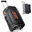 CONTAIL 48L Wheeled Dive Bag with Telescopic Double-Bar Tow Handle,Carry Handles and Detachable Backpack Straps for Scuba Diving Gear,Black