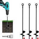 18'' Ground Anchors Kit 3pcs,Heavy Duty Metal Hurricane Shed Stakes Anchors Screw in Trampoline Anchors for Swing SetCamping Tent,Car Ports,Canopy,Sand Tent,Gazebo,Dog (Black)