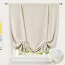 DriftAway Double Layer Linen Blackout Tie Up Curtains Thermal Insulated Fully Lined Balloon Roman Shade Bathroom Window Adjustable Rod Pocket for Small Window 45 Inch by 63 Inch Beige