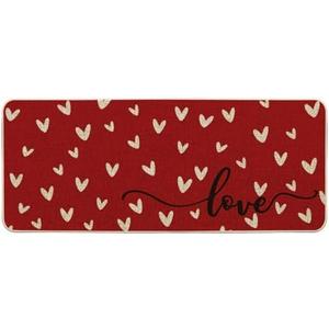 Artoid Mode Red Love Valentine's Welcome Decorative Doormat, Seasonal Anniversary Wedding Low-Profile Mat Runner Rug for Indoor Outdoor 24x59 Inch