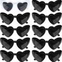 Jaciya 10-Pack Heart Shaped Sunglasses for Bachelorette Party, Wedding, and Photo Shoots (Black)