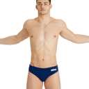 ARENA Men's Team Solid Polo Swim Brief Water Sports Training Bathing Suit (28, Navy/White)