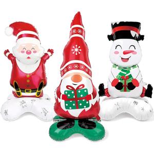 Vileafy Christmas Foil Balloons Set of 3  Extra Large 50 Inches Santa Claus, Snowman & Gnome Giant Holiday Balloons for Christmas Party Decorations, Indoor Outdoor Family & Festive Dcor