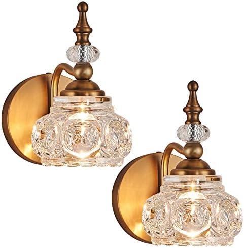 ZILANL 2-Pack 4.7 inch Wall Sconces Brass Bathroom Wall Light Fixtures, Spray Painting Process Modern Durable Vanity Lights for Bathroom Bedroom Living Room