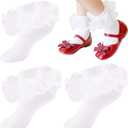 Baby Girls Socks Toddler Ruffle Socks Infant Princess Dress Socks For Newborn baby (White)