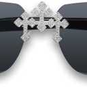 Iced-Out Triple Cross Sunglasses  Frameless Diamond-Cut Luxury Shades for Men & Women | UV400 Hip-Hop Eyewear (Gun Black Silver)