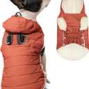Fleece Lining Dog Hoodie with Harness Built in,Extra Warm Small Dog Jacket in Winter Puppy Coats with Drawstring Hooded,Orange M (Medium (Pack of 1))