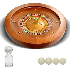 Deluxe Wooden Roulette Wheel Casino Grade Precision Bearings Roulette Wheel Set for Adults Club Parties (Light, 18in)