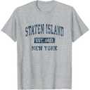 Staten Island New York Vintage Varsity Sports Navy Text T-Shirt S