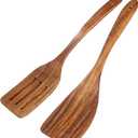 2 Pack Wooden Spatula, Acacia Wood Long Handle Flat Frying Turner, Handmade wooden spoons for cooking, Kitchen Utensil set, Non-Stick Cooking Spurtle Utensils for kitchen use