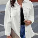 Dokotoo Women's Oversized Denim Jacket Casual Long Sleeve Denim Shirts Distresse Jean Jacket (White, S)
