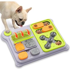 Dog Puzzle Toy Slow Feeder, Interactive Dog Toys for IQ Training & Mental Stimulation, ABS Easy Clean Detachable Tray Non-Slip Base, Enrichment Toys for Dogs, Green