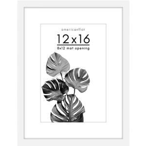 Americanflat 12x16 Picture Frame with Shatter-Resistant Glass - Use as 8x12 Frame with Mat or Display 12x16 Photo Without Mat - Signature Collection - Picture Frames for Wall Display - White