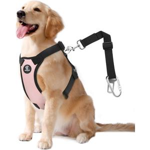 Dog Seat Belt, Safety Vest Dog Car Harness with Adjustable Buckle Dog Seat Belt for Vehicle Nylon Pet Safety Seat Belts Heavy Duty(L, Pink)