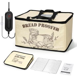 Bread Proofing Box, Foldable Dough Proofer with Shelf, Adjustable Temp (50113) & 112H Timer, Sourdough Starter Warmer for Home Bread & Pizza Baking