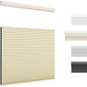 Top Down Bottom Up Cellular Shades Cordless Honeycomb Blinds for Indoor Windows, for Windows Size (47" W  64" H) Colour (Beige - Blackout)