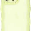 Compatible with iPhone Xs Max Case 6.5", Cute Kawaii Curly Wave Frame Shape Soft Silicone Shockproof Protective Phone Cover for Women Girls, Clear/Yellow
 3Pcs