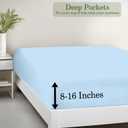 Full Size Fitted Sheet Only Light Blue, 100% Egyptian Cotton 600 Thread Count, 16" Deep Pocket Cotton Fitted Sheet (1 Piece Bottom Sheet Only)