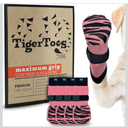 DOK TigerToes Premium NonSlip Dog Socks for Hardwood Floors  ExtraThick Grip that Works Even When Twisted  Prevents Licking, Slipping, and Great for Dog Paw Protection (Sassy Pink, Small)