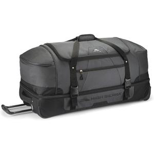 High Sierra 34 Wheeled Rolling Duffle Bag, Lightweight and Durable Weekender Travel Duffle bag with Recessed telescoping pull handle, 89L Capacity, Black
