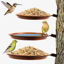 alfyng 3 Bird Feeder Trays Parrots Bath Bowl, Tree Mounted Installed on Wooden Fence Wall Tree Deck Stakes with Heavy Duty Iron Ring, Bird Bath Spa Tray Feeders for Indoor and Outdoor (3 Pack Brown)