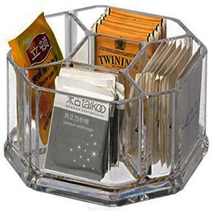 Acrylic Tea Bags Holder Coffee Sugar Bag Case Guest Room Organizer Storage Boxes-5 Department for Kitchen,Home (L16*W.16*H.8cm)