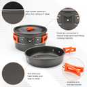 THTYBROS 17pcs Camping Cookware Kit, 0.45Gal Pot, 7inches Pan,0.30Gal Kettle Set with 2 Set Stainless Steel Cups Plates Forks Knives Spoons for Hiking